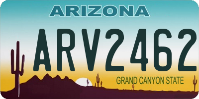 AZ license plate ARV2462
