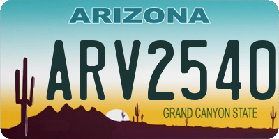 AZ license plate ARV2540