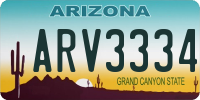 AZ license plate ARV3334