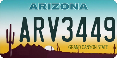 AZ license plate ARV3449