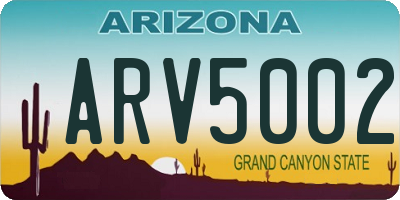 AZ license plate ARV5002