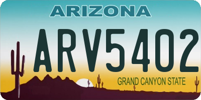 AZ license plate ARV5402