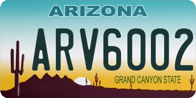 AZ license plate ARV6002