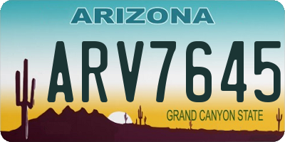 AZ license plate ARV7645