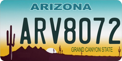 AZ license plate ARV8072
