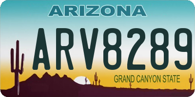 AZ license plate ARV8289