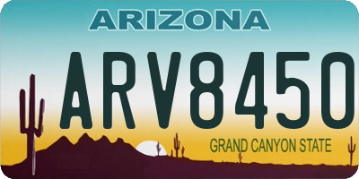 AZ license plate ARV8450