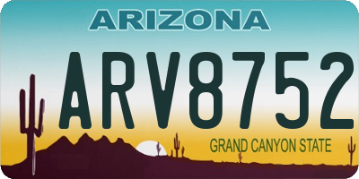 AZ license plate ARV8752