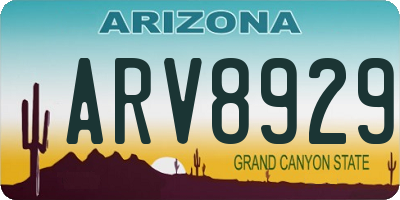 AZ license plate ARV8929