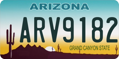 AZ license plate ARV9182