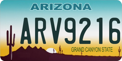AZ license plate ARV9216