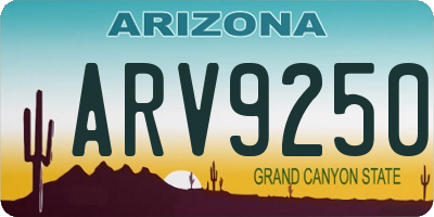 AZ license plate ARV9250