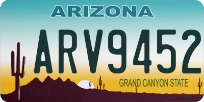 AZ license plate ARV9452