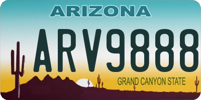 AZ license plate ARV9888