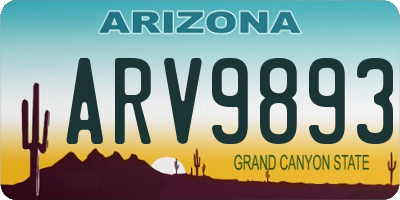AZ license plate ARV9893