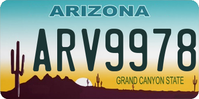 AZ license plate ARV9978