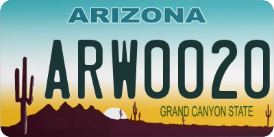 AZ license plate ARW0020