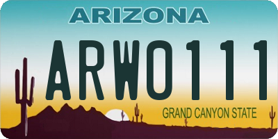 AZ license plate ARW0111