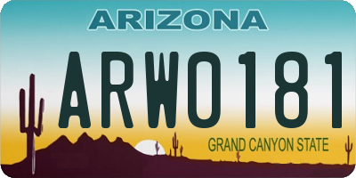 AZ license plate ARW0181