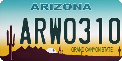 AZ license plate ARW0310