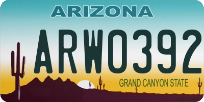AZ license plate ARW0392