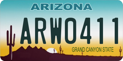 AZ license plate ARW0411