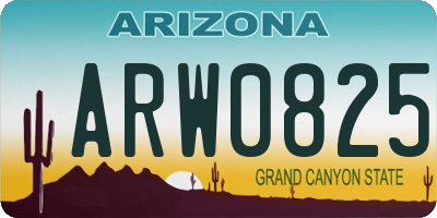 AZ license plate ARW0825