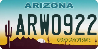 AZ license plate ARW0922
