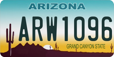AZ license plate ARW1096