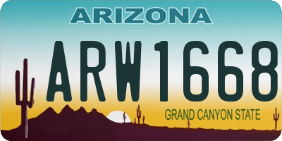 AZ license plate ARW1668