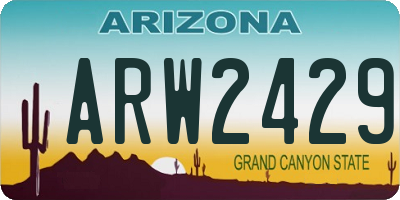 AZ license plate ARW2429