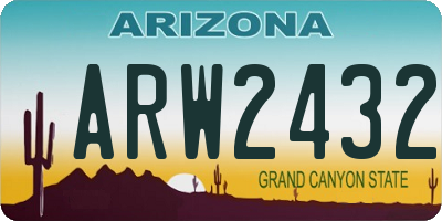 AZ license plate ARW2432