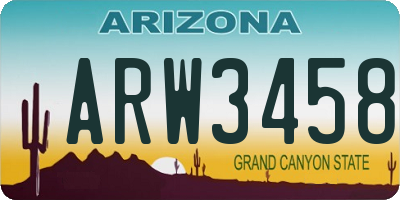 AZ license plate ARW3458
