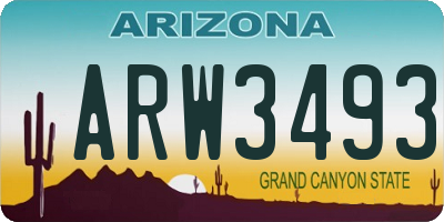 AZ license plate ARW3493