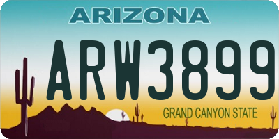 AZ license plate ARW3899