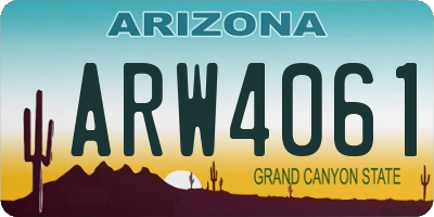 AZ license plate ARW4061