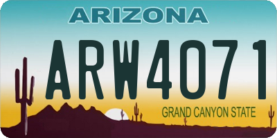 AZ license plate ARW4071