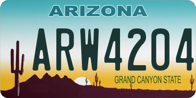 AZ license plate ARW4204