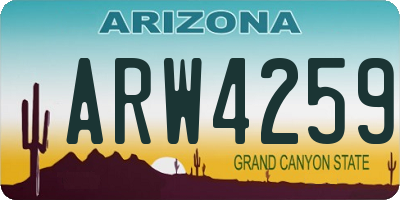 AZ license plate ARW4259