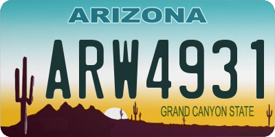 AZ license plate ARW4931