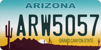 AZ license plate ARW5057