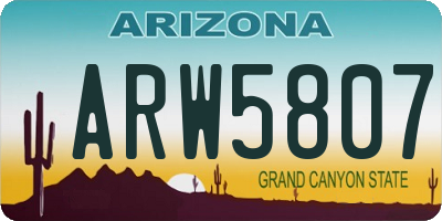 AZ license plate ARW5807