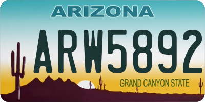 AZ license plate ARW5892