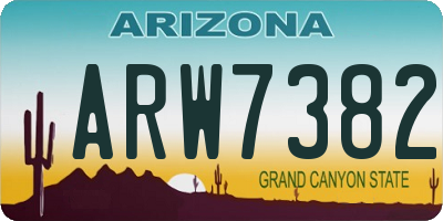 AZ license plate ARW7382
