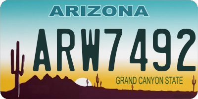 AZ license plate ARW7492