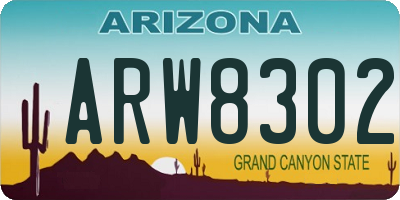 AZ license plate ARW8302