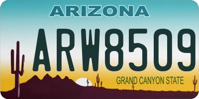 AZ license plate ARW8509