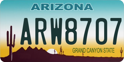 AZ license plate ARW8707