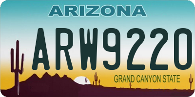 AZ license plate ARW9220