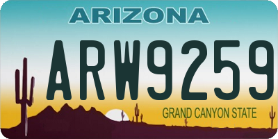 AZ license plate ARW9259